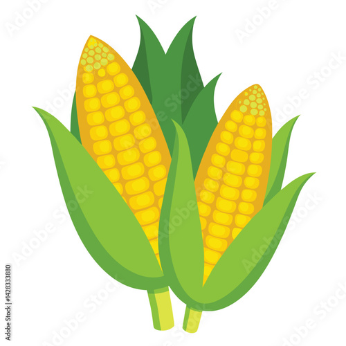 American corn on the cobs set shilhotee vector isolated on white background