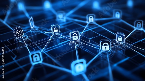 Exploring Digital Security Network Connections with Lock Icons and Data Flow