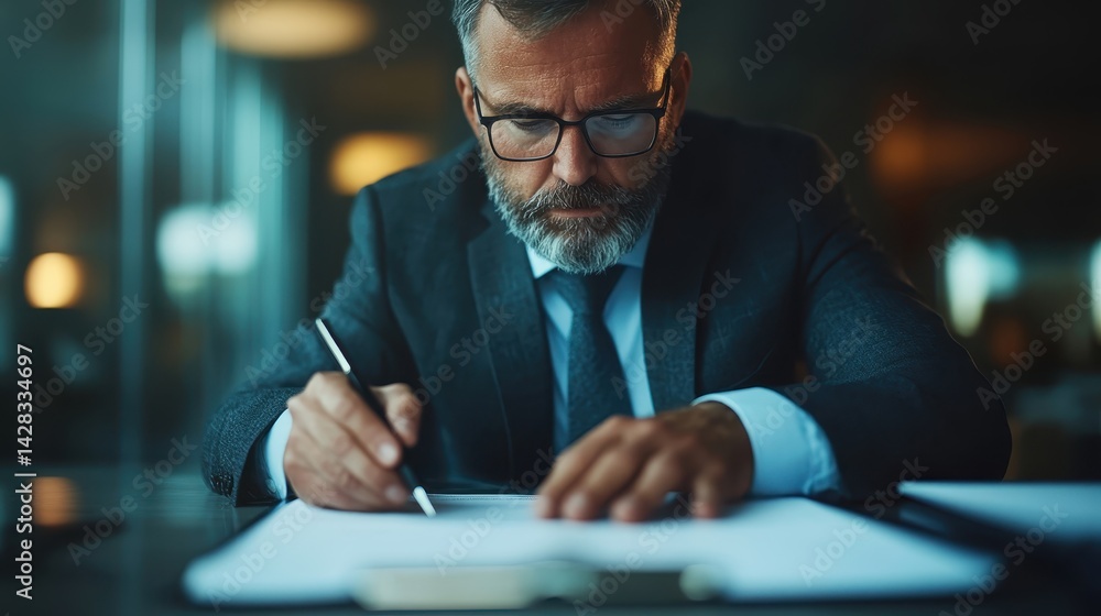 A stylish man with glasses writes carefully in a modern office, illustrating the intersection of professionalism and creativity in a well-designed workspace, embodying focus and precision. A stylish man with glasses writes carefully in a modern office, illustrating the intersection of professionalism and creativity in a well-designed workspace, embodying focus and precision.