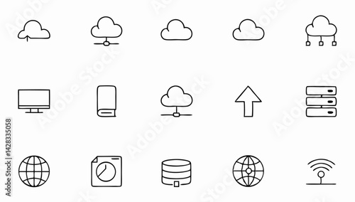 web hosting set of web icons in line style  hostin.eps