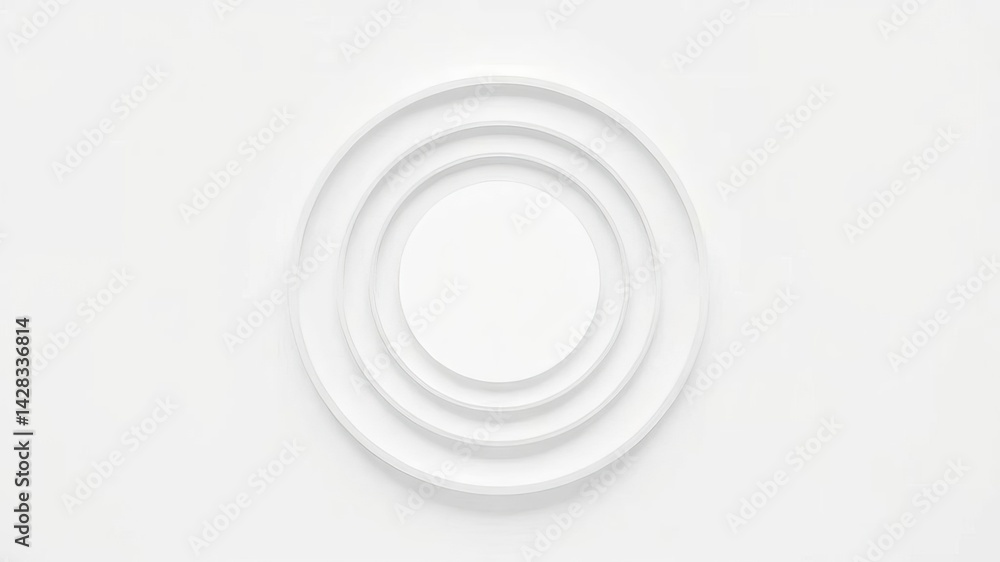 Fototapeta premium Abstract White Circular Design Minimalist Background Modern concentric circles pattern graphic