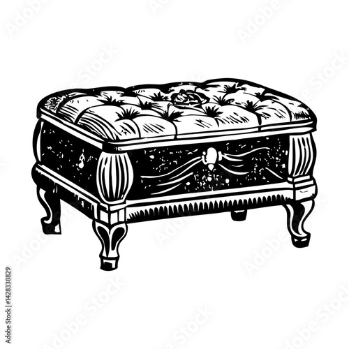A hand drawn illustration of a velvet stool 