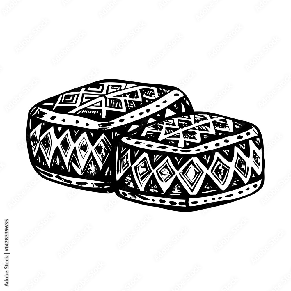 Floor cushions illustration in hand drawn style Floor cushions illustration in hand drawn style