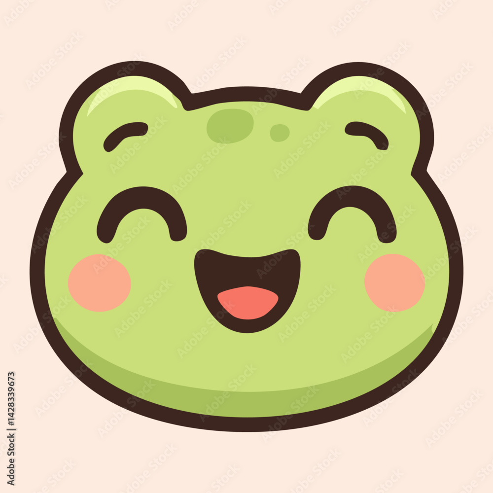 Fototapeta premium Happy baby frog with wide smile and open eyes