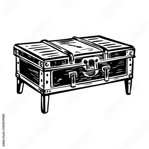 A hand drawn illustration of a steamer table 