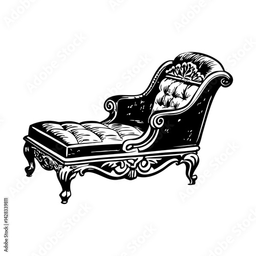A vintage style illustration of a divan 