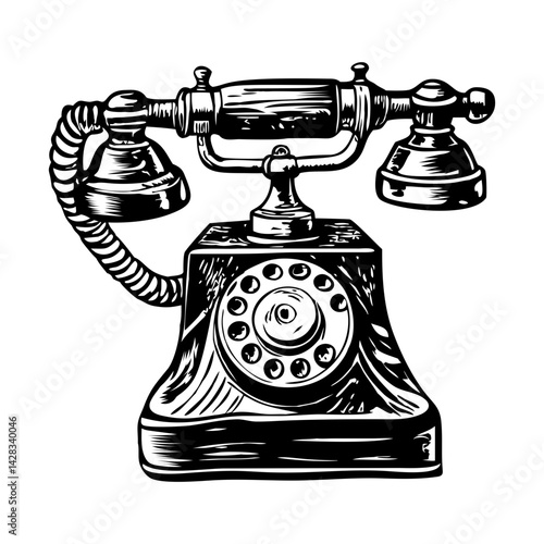 A vintage style illustration of rotary telephone 