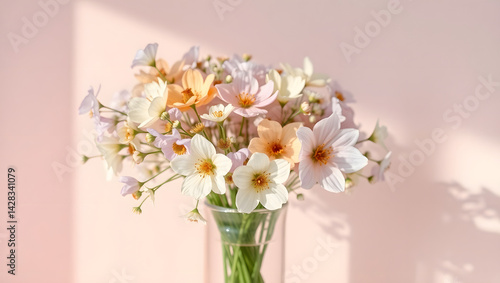 Wallpaper Mural Delicate Pastel Wildflower Bouquet in Glass Vase Torontodigital.ca