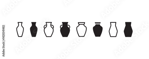 Vase icon collection in outline and solid style Vector