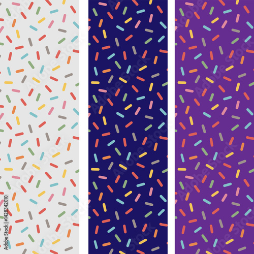 Donut, sweet confetti background. Sweet cake, donut confetti texture, seamless pattern. Colorful candy topping seamless background wallpaper