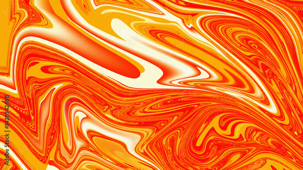 Obraz premium Abstract swirling pattern of orange yellow and white fluid art design