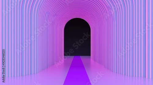 Obraz na płótnie Neon tunnel with purple archway w salonie