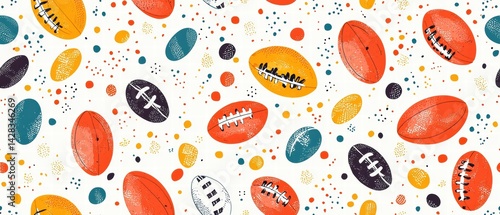 Captivating football pattern showcasing various styles of balls in a fun and energetic display