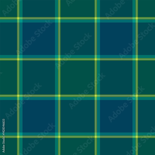 Xmas tartan pattern seamless, october textile texture background. Sale vector fabric check plaid in green and cyan colors.