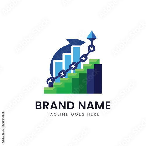 Illustrative logo featuring a combination of a bar graph and upward arrow, symbolizing growth and progress in a corporate setting. Ideal for business ventures.