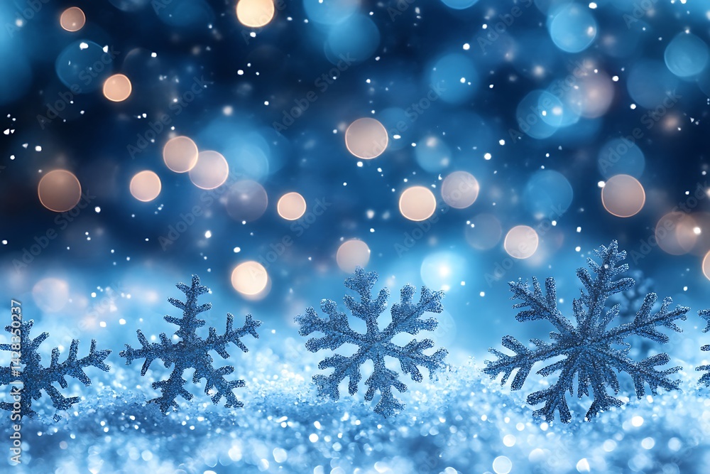 Close-up of intricate frosted snowflakes with bokeh lights, winter magic and frozen beauty Close-up of intricate frosted snowflakes with bokeh lights, winter magic and frozen beauty