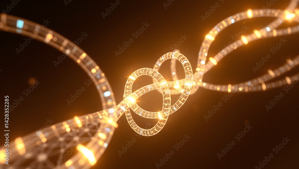 Mesmerizing Transparent 3D Timeline A Golden Spiral of Light and Data