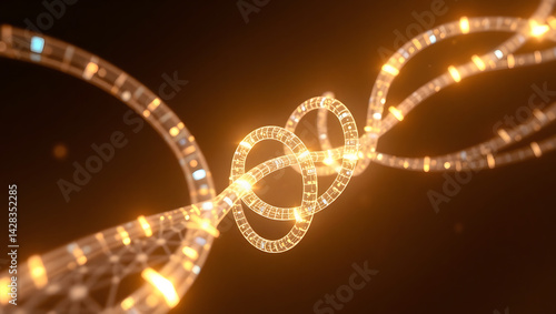 Obraz na płótnie Mesmerizing Transparent 3D Timeline A Golden Spiral of Light and Data w salonie