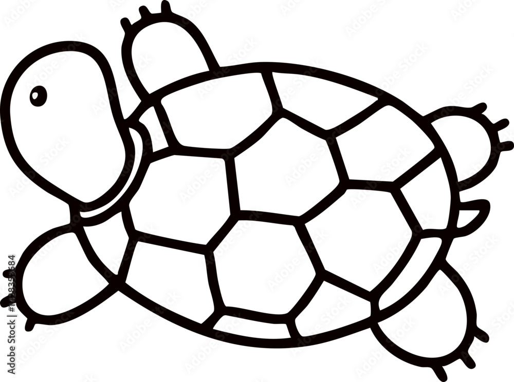Obraz premium 여름 바다 거북이 라인드로잉 캐릭터 색칠 공부(summer sea turtle line drawing chacracter coloring)