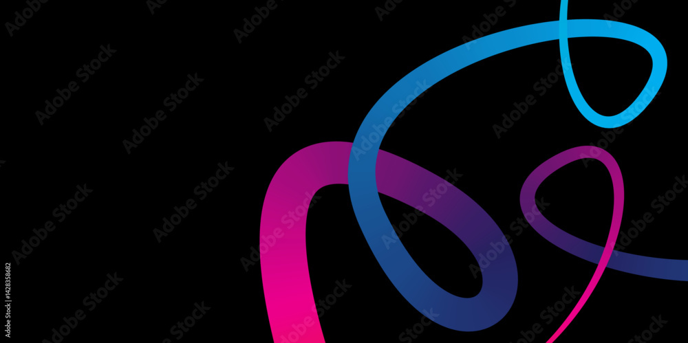 Obraz premium Abstract Color Wave, Trendy Dark Background Vector, Smooth Gradient Flowing Line, Dark Aesthetic Art. 