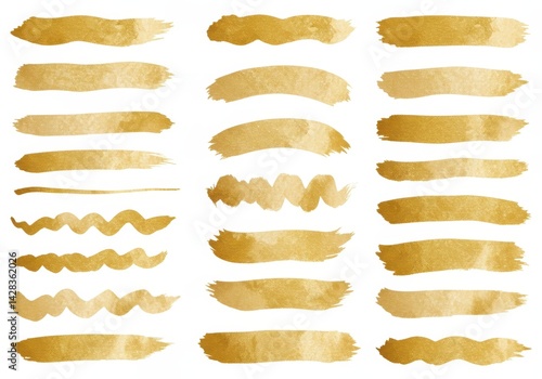 Gold watercolor brushes set