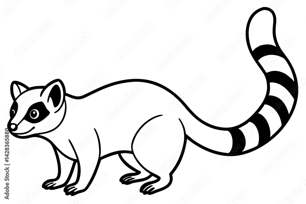 Naklejka premium Ringtail Outline