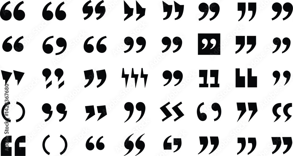 Vector quotation mark set different styles for designs and creative projects black and white graphic
Vector quotation mark set different styles for designs and creative projects black and white graphic
