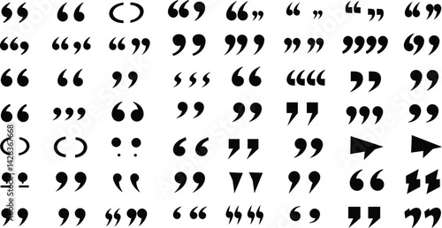 Vector quotation marks punctuation symbols collection for speech bubble and typography design elements

