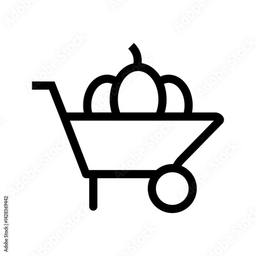 Wheelbarrow icon vector image. Suitable for mobile apps, web apps and print media.