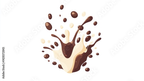 Chocolate and milk splash graphic design