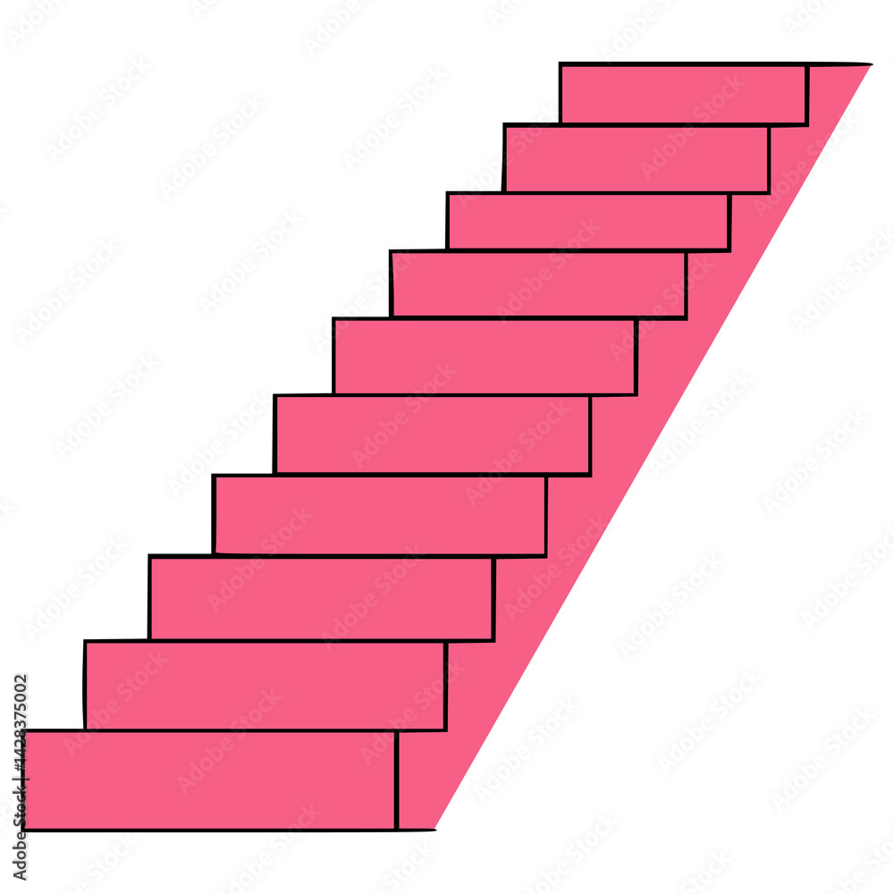 Obraz premium pink upstairs success process flat color vector illustration template design