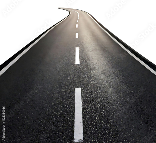 Wallpaper Mural Asphalt road curving gently toward the horizon against a white background.  Perfect for concepts of journey, travel, future, or success. Torontodigital.ca