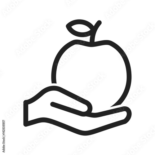 Holding Apple icon vector image. Suitable for mobile apps, web apps and print media.