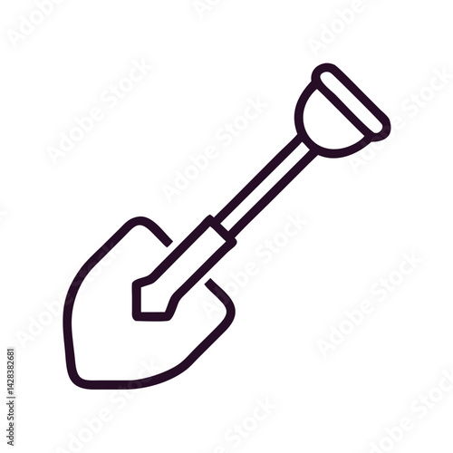 Minimalist outline of a shovel tool  