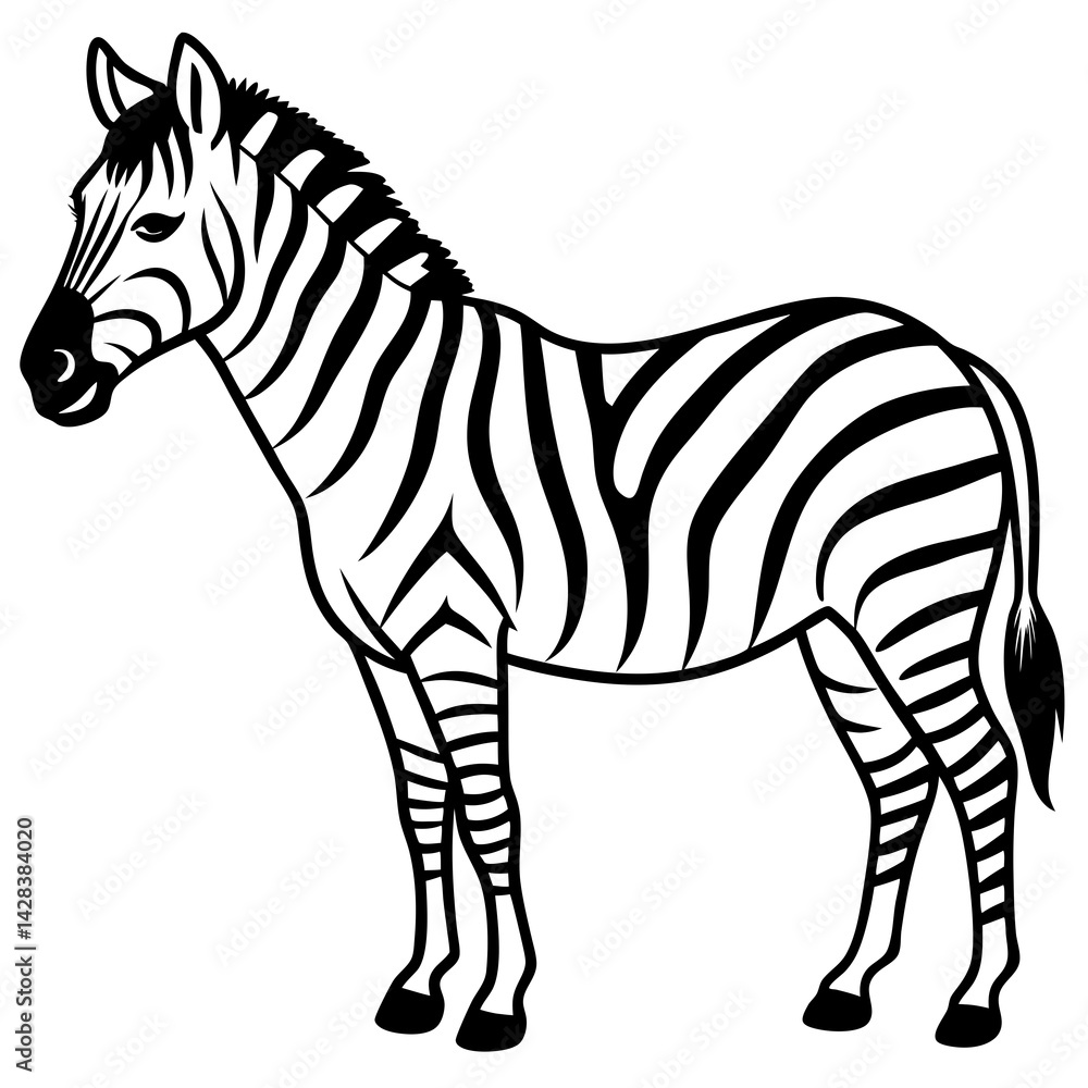 Obraz premium Zebra line art vector illustration and white background