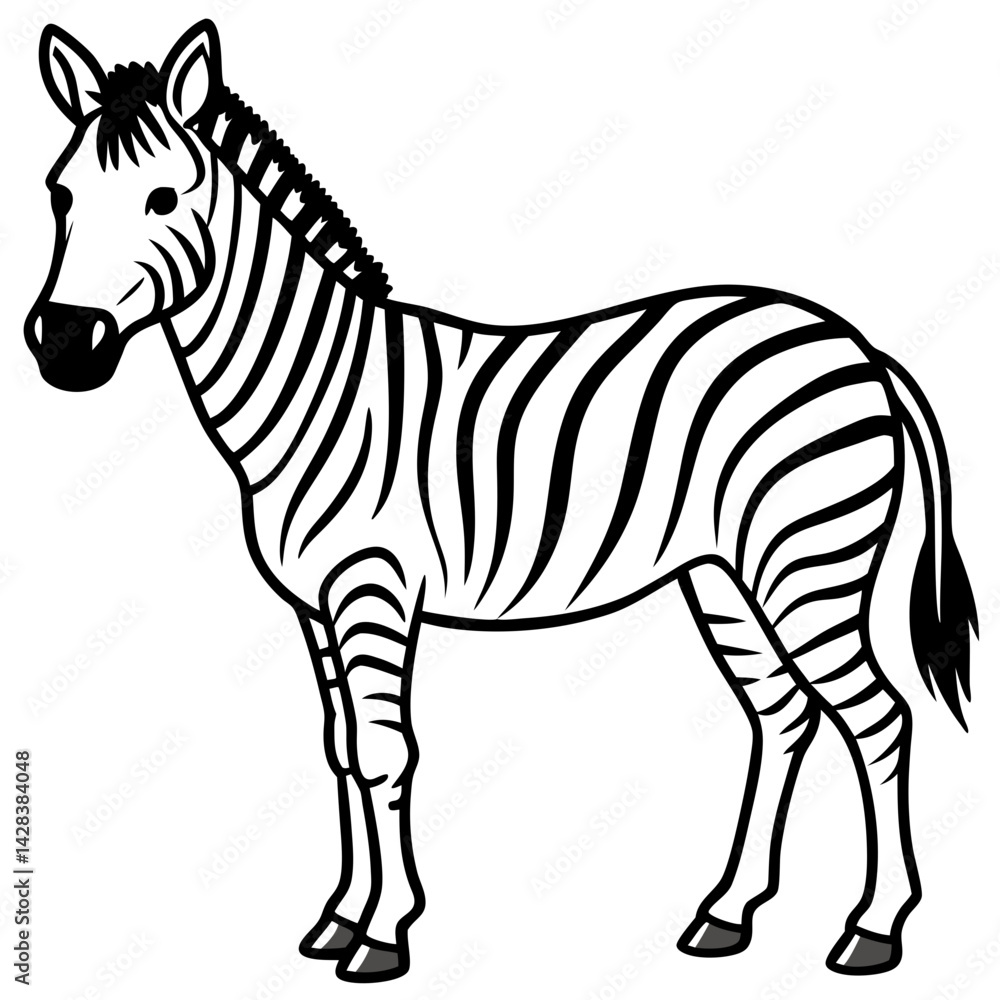Fototapeta premium Zebra line art vector illustration and white background