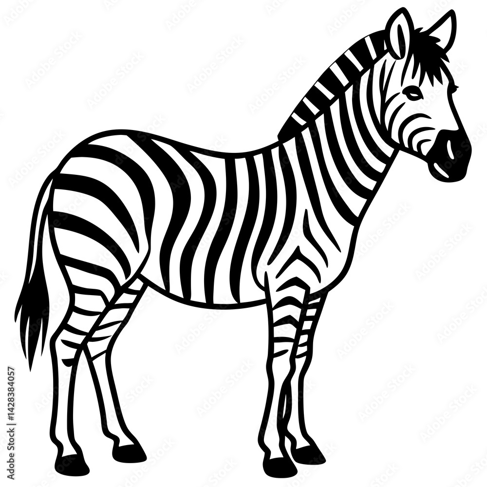 Fototapeta premium Zebra line art vector illustration and white background