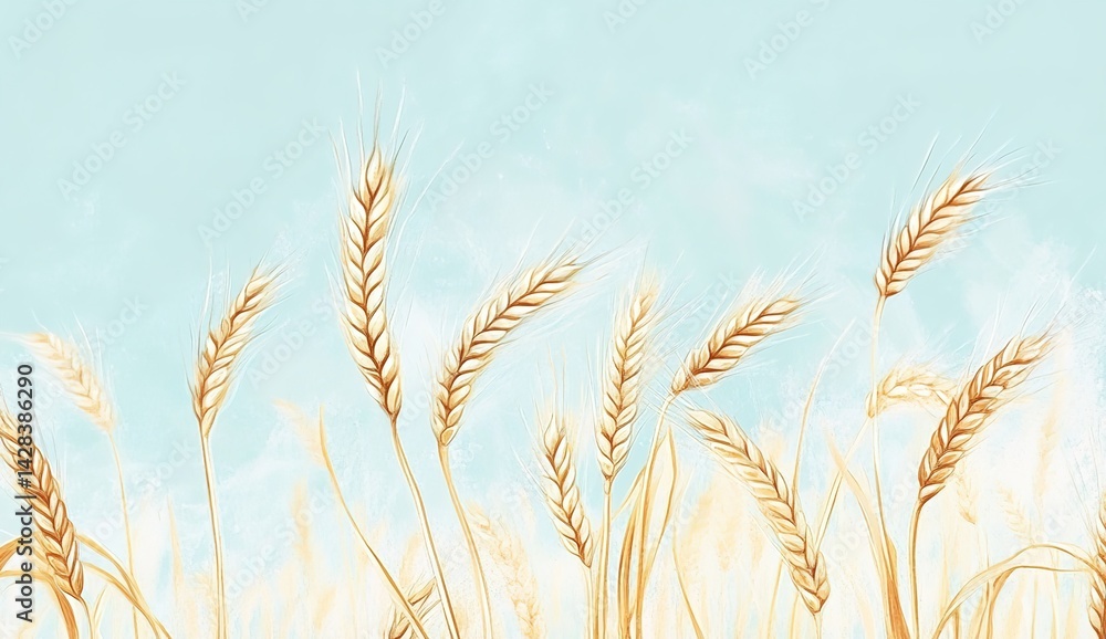 A close-up of the golden spike drawing, with a light blue sky background, emphasizing the agricultural theme of harvest. A close-up of the golden spike drawing, with a light blue sky background, emphasizing the agricultural theme of harvest.