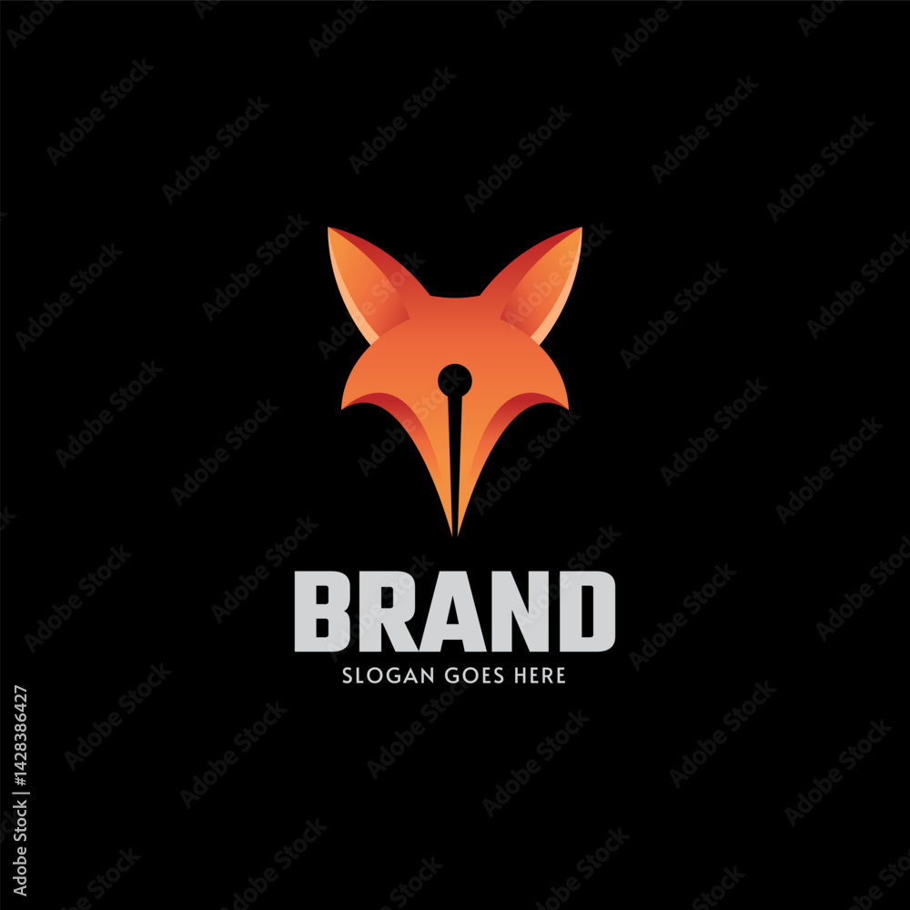 Obraz premium Illustration vector logo template of fox pen