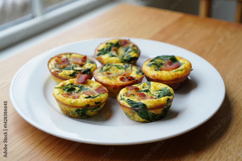 Healthy spinach and bacon low carb egg muffins