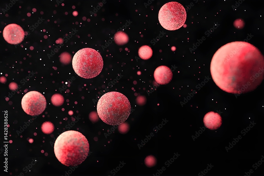 Fototapeta premium A few pink, coronavirus-like tiny balls float in the air