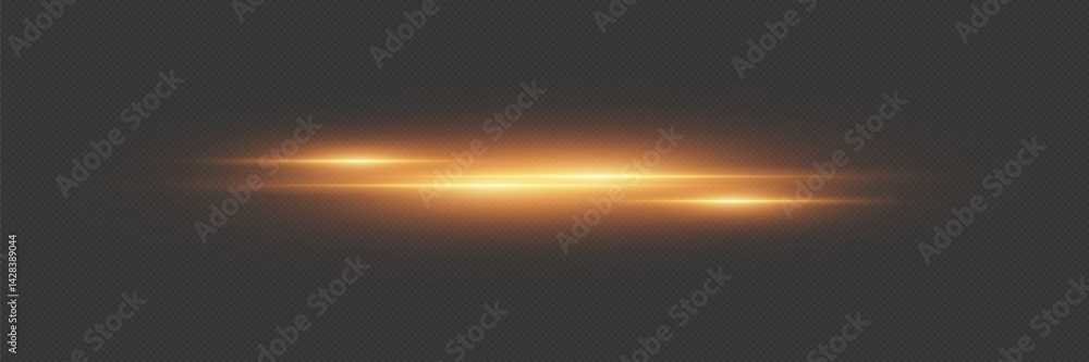 Fototapeta premium Horizontal neon light lines. On a transparent background.