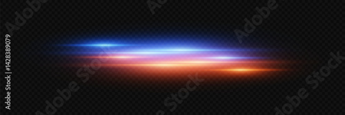 Red blue laser light effect. On a transparent background.