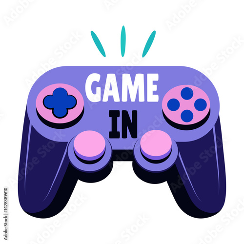 A game controller with typography, flat sticker