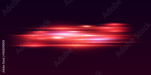 The effect of red light lines, the special effect of laser neon beams.