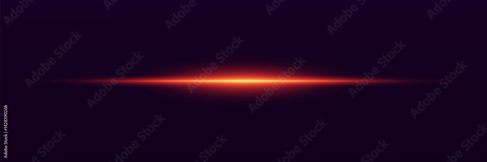 Red horizontal light effect. Laser effect of speed and brilliance of sparks.