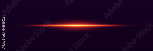 Red horizontal light effect. Laser effect of speed and brilliance of sparks.