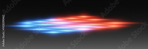 Red blue laser light effect. On a transparent background.