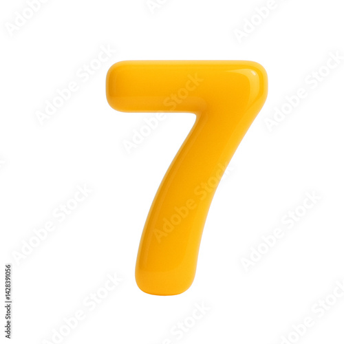 3D render of Number 7, Transparent Background, Isolated