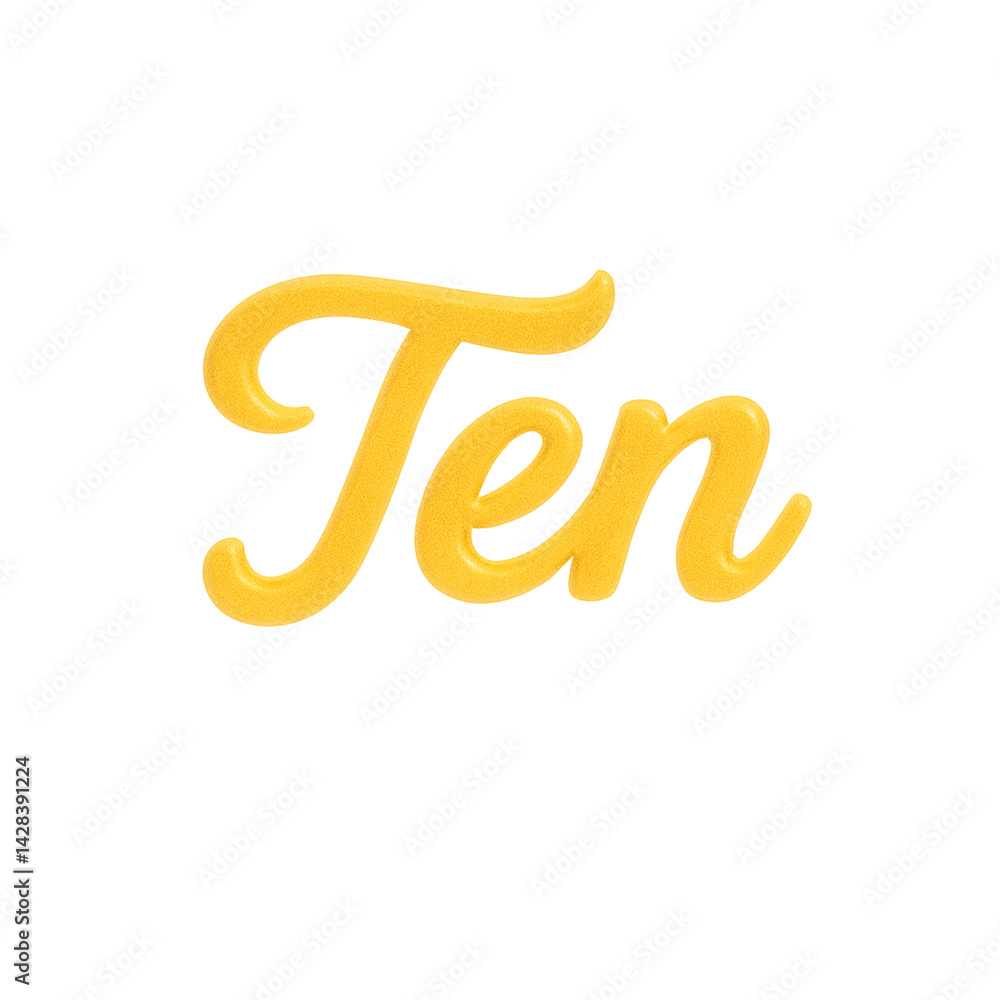 3D render of Number 10, Spelled out, Transparent Background, Isolated 3D render of Number 10, Spelled out, Transparent Background, Isolated